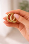 Thick Hoop Earrings in Gold Color with Shiny Surface, Casual and Stylish Combination Accessory - 2