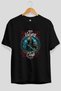 Freyr Front Printed Black Oversize T-Shirt Men's Women's Cotton Crew Neck T-Shirt