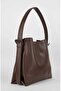 Women's Brown Large Size Belted Hand and Shoulder Bag - 2