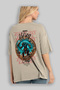 Hrungnir Back Printed Beige Oversize T-Shirt Men's Women's Cotton Crew Neck T-Shirt - 3