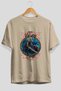 Tyr Front Printed Beige Oversize T-Shirt Men's Women's Cotton Crew Neck T-Shirt