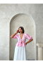 Front Tie Embroidered Voile Blouse - Pink |   D2820 - 3