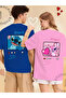 Unisex Stitch and Angel Back Printed Lover Couple Combination Design Oversize T-Shirt Set of 2