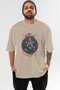 Frigg Front Printed Beige Oversize T-Shirt Men Women Cotton Crew Neck T-Shirt - 2