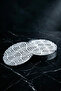 Set of 6 White Modern Geometric Coasters - Furniture Protector with Special Stand 10 cm - 5
