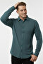 Green Slim Fit Knitted Fabric Lycra Men's Shirt – Breathable, Flexible, and Modern Design 2602604