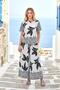 Gray Patterned Boat Neck Elastic Waist Pocketed Wide Leg Two-Piece Set