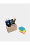 Wooden Desktop Organizer Double Slot Pen Holder Gray - 3