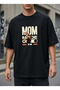 Mom Mode on Printed Black Unisex T-Shirt 100% Cotton Oversize - 2