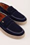 Men's Genuine Leather Casual Flötr Shoes (Moc-Toe) Cz.464 Navy Blue