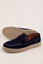 Men's Genuine Leather Casual Flötr Shoes (Moc-Toe) Cz.464 Navy Blue - 4