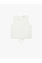 Front Tie Bow Crew Neck Sleeveless Basic Blouse
