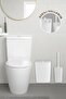 Sapphire Adhesive Toilet Brush Holder and Trash Can Set White 2-Piece Bathroom Set - 2