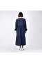 Dark Blue Cotton Poplin Tiered Midi Shirt Dress - 3