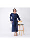 Dark Blue Cotton Poplin Tiered Midi Shirt Dress - 2