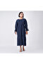 Dark Blue Cotton Poplin Tiered Midi Shirt Dress