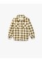 Long Sleeve Buttoned Pocket Detailed Plaid Fleece Shirt Jacket