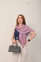 Shawl 100% Cotton Lilac Color Line Patterned Double-Sided Scarf Shawl (30X140 cm) - 2