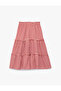 Bürümcük Fabric Layered Gingham Midi Skirt with Elastic Waist - 4