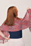 Shawl 100% Cotton Red, Black & White Striped Patterned Scarf Shawl (30X140 cm) - 2