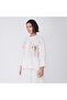 White Cotton Poplin Shirt with Floral Embroidery - 4