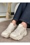 Noctras Women's Faux Leather Detailed Lace-Up High-Sole Sneaker Sports Shoes - 4