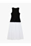 Crew Neck Buttoned Vest Detail Sleeveless A-Line Long Dress - 4