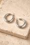Silver Color Thick Hoop Earrings Shiny Metal Modern Daily Use - 2