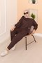 Asymmetrical Slit and Arma Detail Double Suit Set in Brown