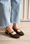 Brown Women’s Sandals Ballet Flats Short Block Heel Woven - 8