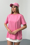Women's Silver Accessory Detailed 100% Cotton T-Shirt Pink - 26Y 26510 - 4