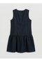 Indigo Bow Detailed Girls' Denim Dress - 2