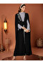 Women's Solid Rhinestone Embellished Wide Sleeve and Mock Neck Maxi Dress Set - 3