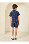 Boys Navy Blue Embroidered Shirt and Shorts Set - 5