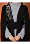 Women's Solid Rhinestone Embellished Wide Sleeve and Mock Neck Maxi Dress Set - 6
