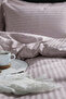 Single Cotton - Satin 210 Tc (83 Thread) Striped Duvet Cover Set Plum