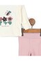 Baby Girl 100% Cotton Süzene Tulip Embroidered Hat, 3-Piece Bodysuit Set with Gloves - 5
