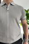 Men's Patterned Polo Neck T-Shirt Gray Edw460 - 4