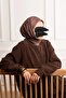 وشاح ناعم منقوش بلون بني فاتح