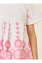 Girls White Cotton Embroidered Top and Pants Set - 3
