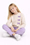 Girl's Ribbon Detailed Pants with Pockets, Comfortable and Simple Tracksuit Set - 5