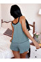 Women Sleeveless Knit Top and Shorts Pyjama Set - 2