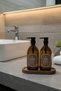 Set of 2 Amber Glass Soap Dispensers with Wooden Stands - 500 ml Liquid Soap and Lotion Dispenser - 500Hhccoval - 8