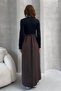Women's Stylish Daily Dress with Waist Belt and Two-Color Combination - 5