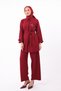 Shirt Collar Belted Waist Double Crepe Woven Hijab Suit 1181 - 4