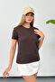Women's 100% Cotton T-Shirt with Key Accessory Brown - 26Y 26515