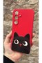 Samsung Galaxy S24Fe Compatible Cute Black Cat Patterned Silicone Shock Absorbing Classic Protective Case - 4