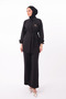 Shirt Collar Belted Waist Double Crepe Woven Hijab Suit 1181 - 3