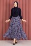 Shawl Pattern Asymmetrical Cut Chiffon Skirt Plum