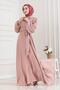 Side Tie Glittery Hijab Evening Dress-Dried Rose